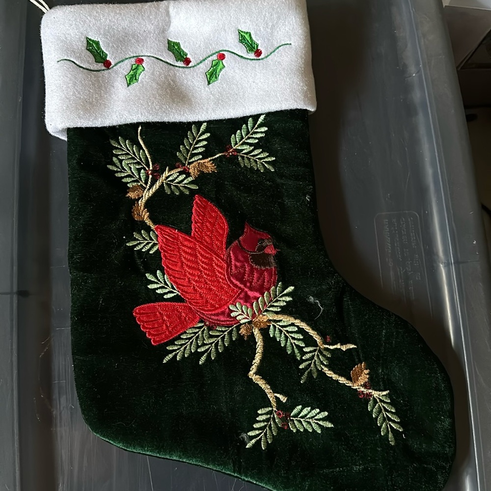 New velvet green christmas stocking
